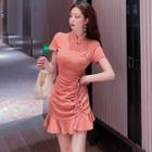 Short-sleeve Ruffled Qipao Dress