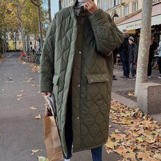 Long Quilted Stand-collar Cotton Jacket