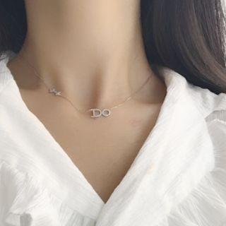 Rhinestone Lettering Pendant Necklace