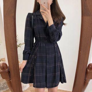 Long Sleeves V-neck Button Shirtdress