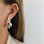 Leaf Rhinestone Alloy Earring 1 Pair - White - One Size