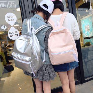 Faux-leather Shimmer Zip Backpack