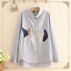 Long-sleeve Fish Embroidered Shirt
