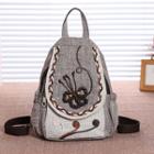 Woven Applique Cotton Blend Backpack Light Gray - One Size