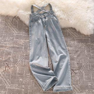High-waist Tie-strap Wide-leg Jeans