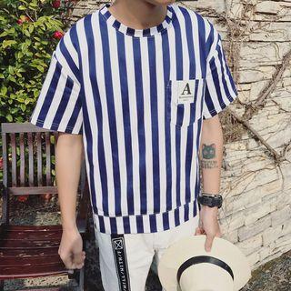 Pocketed Patterned Short Sleeve T-shirt