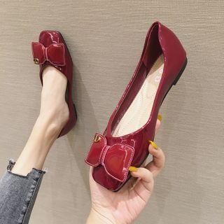 Ribbon Square-toe Patent Flats
