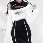 Long-sleeve Print Cropped T-shirt / Mini Sheath Tank Dress