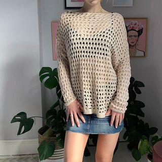 Plain Cut-out Long Sleeve Knit Top