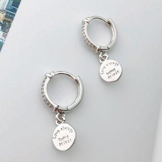Lettering Sterling Silver Dangle Earring E1087 - 1 Pair - Silver - One Size