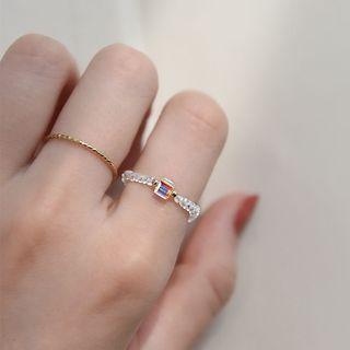 Faux Crystal Alloy Ring 33465 - White - One Size