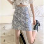 High-waist Flower A-line Mini Skirt
