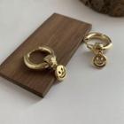 Smiley Face Drop Earring E1154 - 1 Pair - Gold - One Size