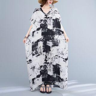 Short-sleeve Tie-dye Maxi Oversized T-shirt Dress