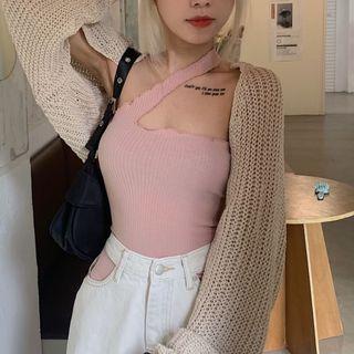 Irregular Knit Camisole Top / Open-front Cardigan