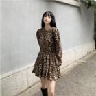 Leopard Print Mini A-line Dress Leopard - Brown - One Size