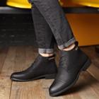 Faux Leather Cap-toe Ankle Boots