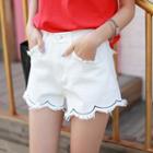 Scalloped Edge Denim Shorts