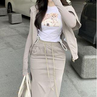 Short-sleeve Animal Print T-shirt / Zip Hoodie / Pencil Skirt