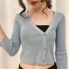 3/4 Sleeve Buttoned Cardigan