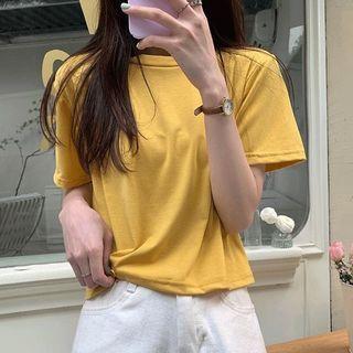 Short-sleeve Round-neck Knot Top
