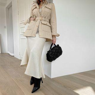 High-neck Quilted Military Jacket