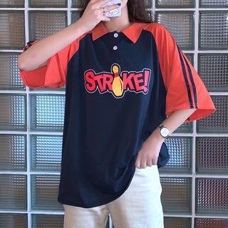 Short-sleeve Bowling Print Polo Shirt