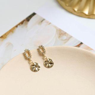 Irregular Disc Drop Earring 1 Pair - Gold - One Size