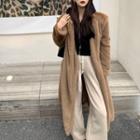 Faux-fur Coat / Plain Zip-up Hoodie / High Waist Drawstring Sweatpants