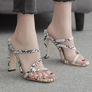 Python Print Chunky-heel Slide Sandals