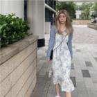 Spaghetti Strap Floral Print Dress / Shawl