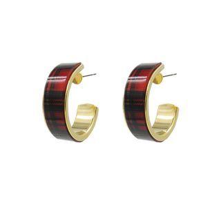 Tartan-plaid Hoop Earrings One Size