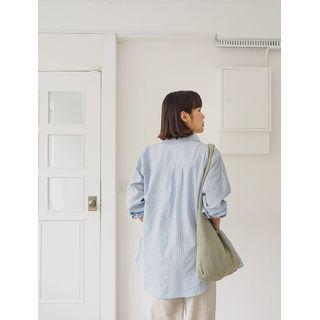 Pocket-front Paneled Stripe Shirt
