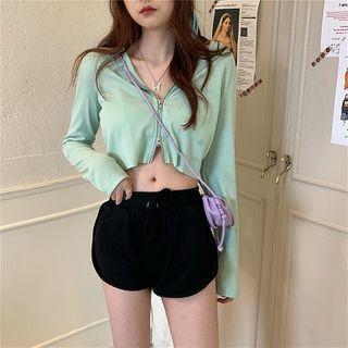 Plain Long-sleeve Zip Top