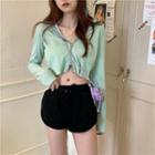 Plain Long-sleeve Zip Top