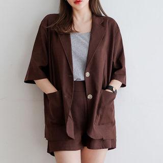 Set: Short-sleeve Jacket + Band-waist Shorts