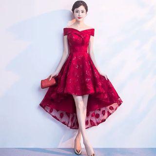 Off-shoulder High-low Prom Dress