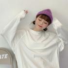 Plain Long-sleeve Loose-fit T-shirt - 2 Colors