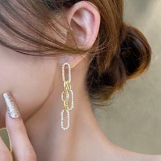 Loop Rhinestone Alloy Fringed Earring 1 Pair - Gold - One Size