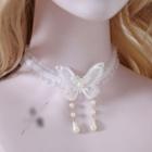 Butterfly Faux Pearl Lace Choker