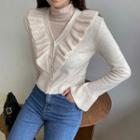 Frilled Bell-cuff Cropped Cardigan