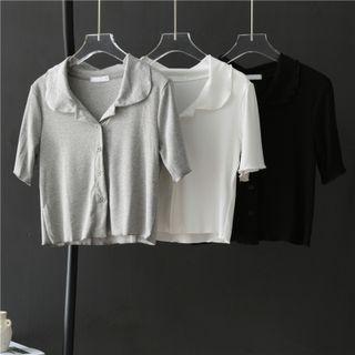 Short-sleeve Peter Pan Collar Polo Shirt