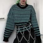 Patterned Sweater / Chained Belt
