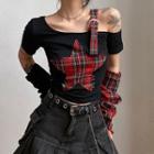 Short-sleeve Star Accent Cold Shoulder Top