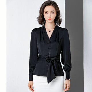 V-neck Blouse / Pencil Skirt