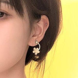 Flower Swing Earring 1 Pair - 925 Silver Needle - Gold - One Size