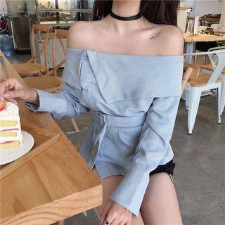 Off-shoulder Fold-over Blouse