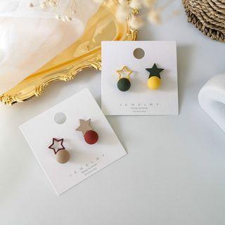 Star Bead Asymmetrical Alloy Earring