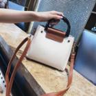 Faux Leather Color Panel Handbag