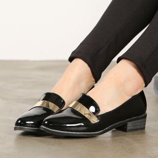 Metallic-detail Patent Loafers